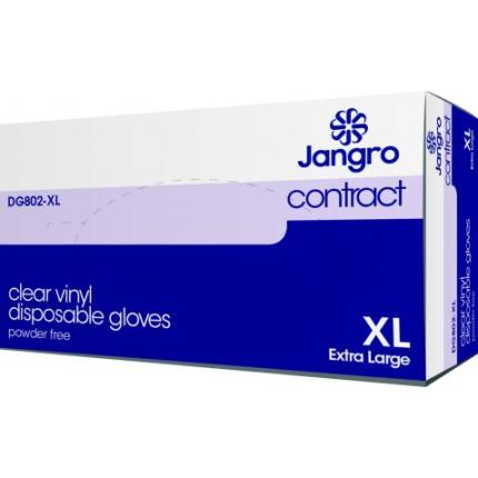 JANGRO CONTRACT VINYL GLOVES POWDER FREE CLEAR X 100
