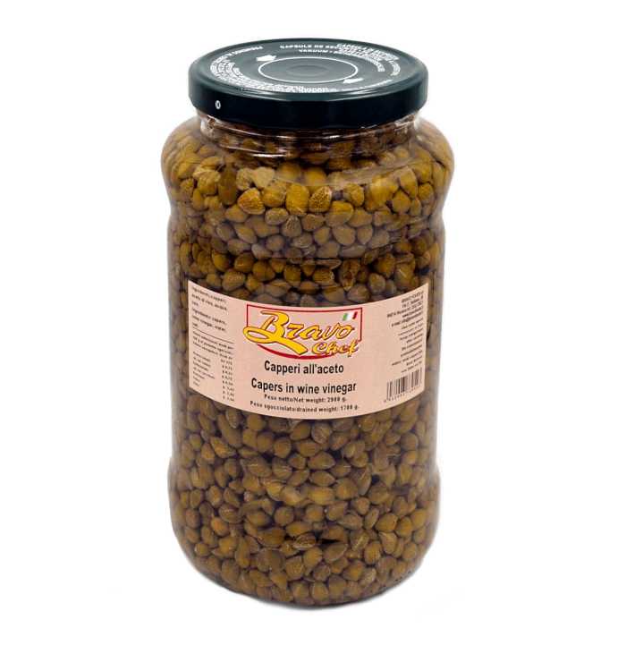 CAPERS IN WINE VINEGAR BRAVO CHEF JAR 3KG - Image 1
